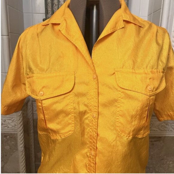 Cymbrion Blouse. Size 10. Yellow Short Sleeve Polyester Button Up. B129 - Picture 2 of 5